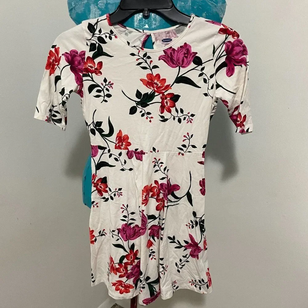 Old Navy Cotton Boho Floral Girls Dress Size L (10-12)